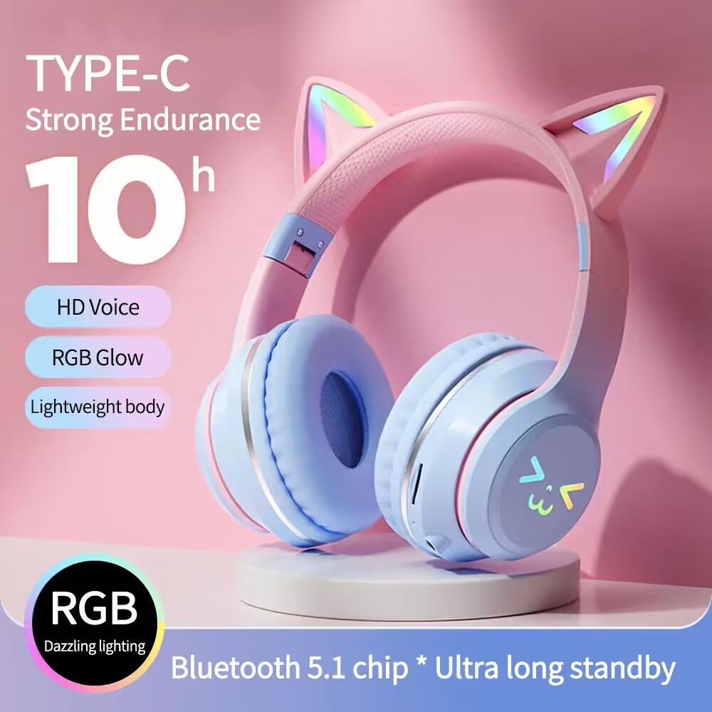 Gaming Headset Rgb - سماعات أذن لاسلكية RGB متوهجة بلوتوث