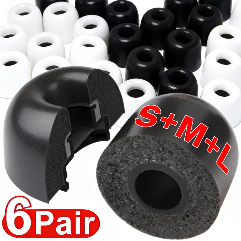 Earphone Foam Tip - 6-3 أزواج من أغطية الأذن المصنوعة