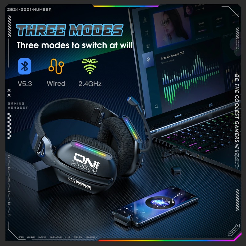 سماعة ألعاب لاسلكية ONIKUMA GT - مراجعة Gaming Headset Rgb وسعره