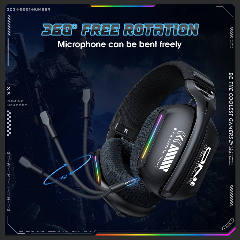 سماعة ألعاب لاسلكية ONIKUMA GT - مراجعة Gaming Headset Rgb وسعره