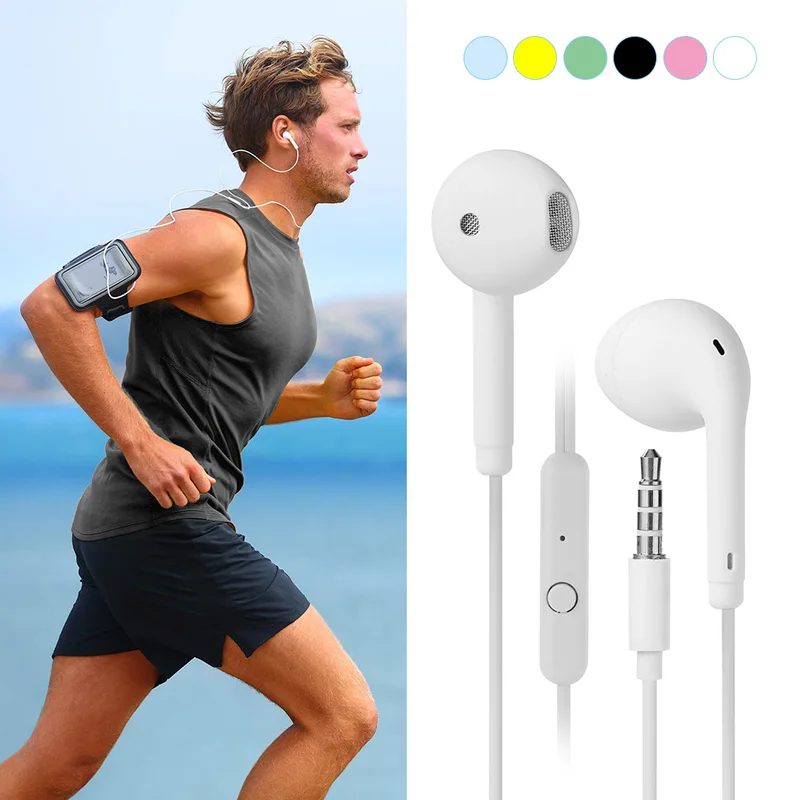 سماعات أذن ستيريو عالمية 3.5 م - مراجعة Wired Earphone Mic وسعره