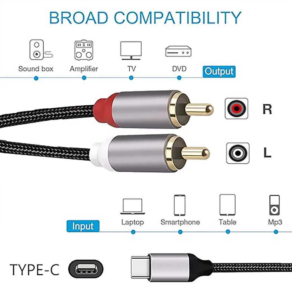 كابل صوت USB C إلى 2 RCA، كابل - مراجعة Earphone Splitter Jack وسعره